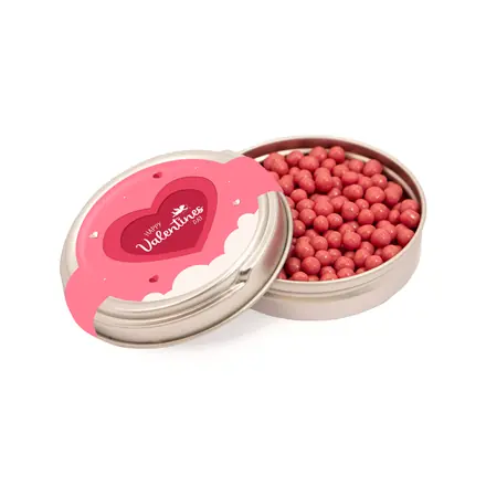 Valentines - Caviar Tin - Ruby Chocolate Pearls - branded promotional product