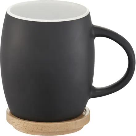 Hearth 400 ml ceramic mug with wooden coaster - PF Concept promotional product, branded with your logo