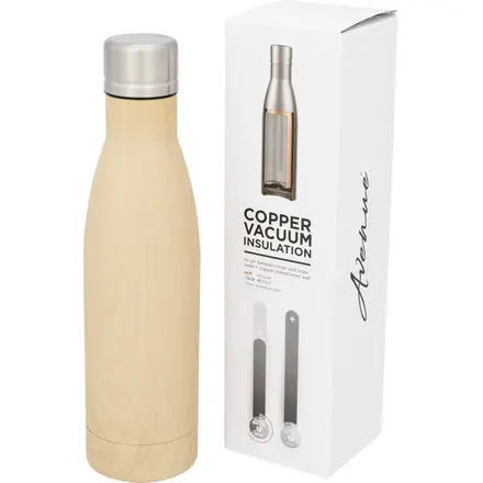 Vasa 500 ml wood-look copper vacuum insulated bottle - branded promotional product