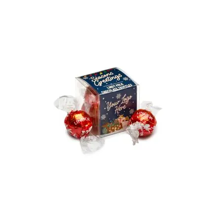 Winter Collection `25 - Clear Cube - Lindor Milk Chocolate Truffles - branded promotional product
