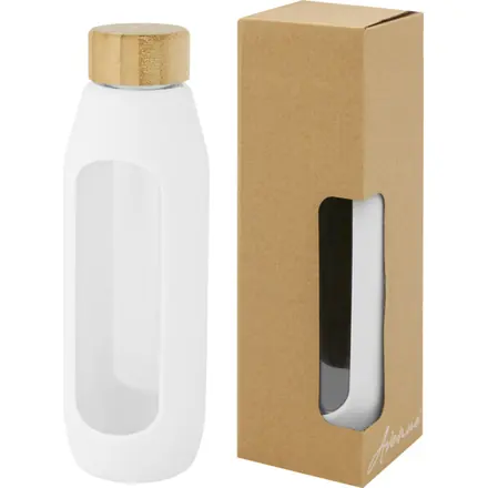 Tidan 600 ml borosilicate glass bottle with silicone grip - PF Concept promotional product, branded with your logo