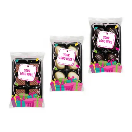 Winter Collection - Flow Wrapped Tray - 6 Chocolate Truffles - branded promotional product