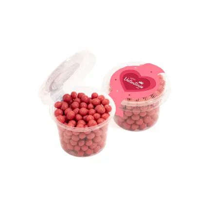 Valentines - Eco Mini Pot - Ruby Chocolate Pearls - branded promotional product