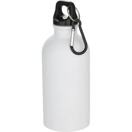 Oregon 400 ml matte RCS recycled single wall stainless steel water bottle with carabiner - PF Concept promotional product, branded with your logo