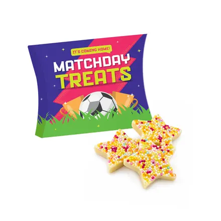 Matchday Treats - Eco Large Pouch Box - White Choc Jazzie Stars - branded promotional product