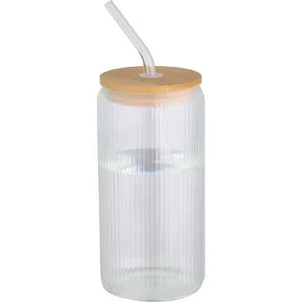Mirage 500 ml single-walled borosilicate glass jar with bamboo lid - PF Concept promotional product, branded with your logo