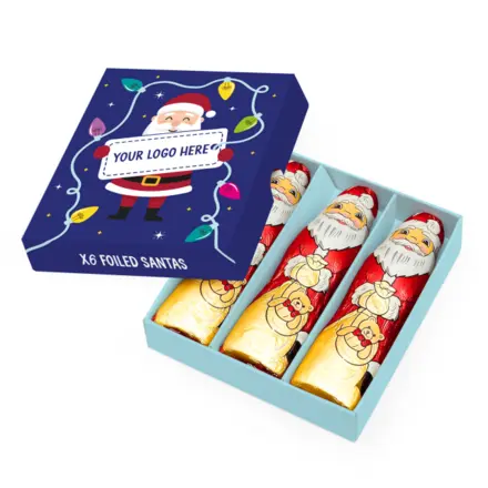 Winter Collection - Eco Mini Treat Box - Foiled Santas - x6 - branded promotional product