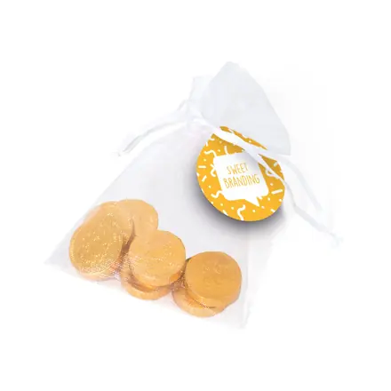 Organza Bag - Chocolate Coins - branded promotional product