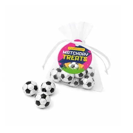 Matchday Treats - Organza Bag - Chocolate Footballs - branded promotional product