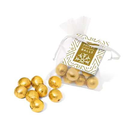 Organza Bag - Solid Chocolate Balls - branded promotional product