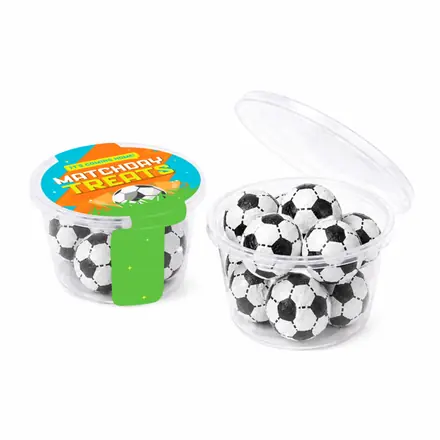 Matchday Treats - Eco Maxi Pot - Chocolate Footballs - branded promotional product