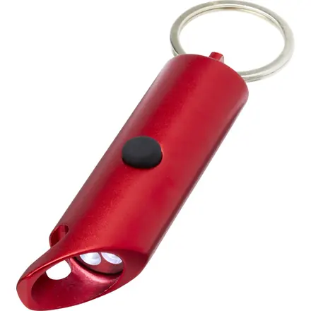 Flare RCS recycled aluminium IPX LED light and bottle opener with keychain - branded promotional product