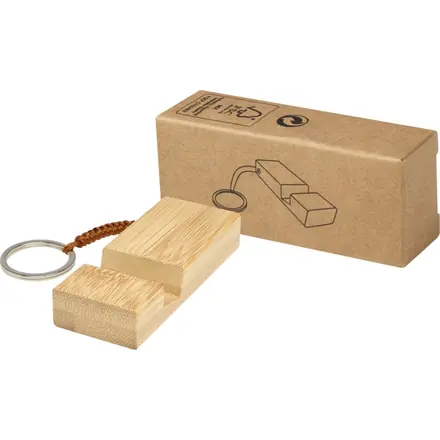Bosona bamboo phone holder with keychain - PF Concept promotional product, branded with your logo