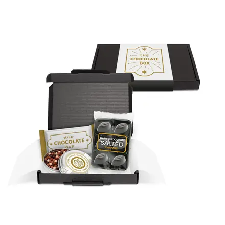 Gift Boxes - Mini Black Postal Box - Chocolate Edition - branded promotional product