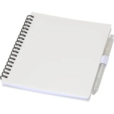 Niove recycled plastic soft cover notebook and ballpoint pen set (blue ink) - PF Concept promotional product, branded with your logo