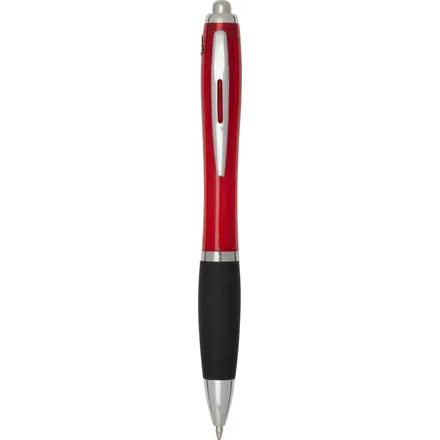 Penna a sfera in plastica riciclata certificata RCS con fusto colorato e impugnatura di colore nero (inchiostro nero) Nash - PF Concept promotional product, branded with your logo