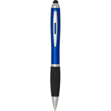 Penna a sfera con pennino in plastica riciclata RCS con fusto colorato e impugnatura di colore nero (inchiostro nero) Nash - PF Concept promotional product, branded with your logo
