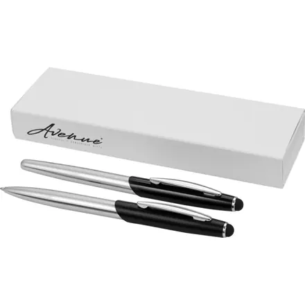 Geneva stylus ballpoint pen and rollerball pen set (blue ink) - PF Concept promotional product, branded with your logo