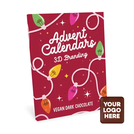 Advent Calendars - Maxi Advent Calendar - Vegan Dark Chocolate - 70% Cocoa - 3D Branding - branded promotional product