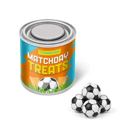 Matchday Treats - Small Paint Tin - Chocolate Footballs - branded promotional product
