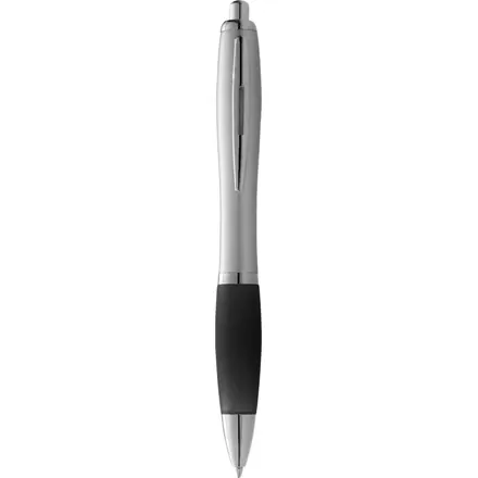 Nash ballpoint pen silver barrel and coloured grip (blue ink) - PF Concept promotional product, branded with your logo