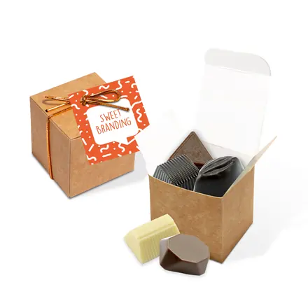 Eco Range - Eco Kraft Cube - Chocolate Truffles - x5 - branded promotional product
