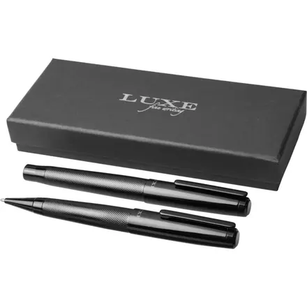 Gloss duo pen gift set (black ink) - PF Concept promotional product, branded with your logo