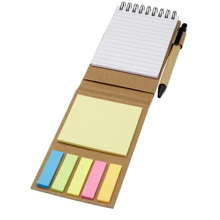Flipper sticky notepad with ballpoint pen (black ink) - PF Concept promotional product, branded with your logo