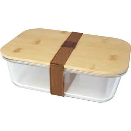 Roby 1000 ml glass lunch box with bamboo lid - PF Concept promotional product, branded with your logo