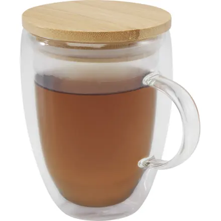 Leona 350 ml glass cup with bamboo lid - PF Concept promotional product, branded with your logo