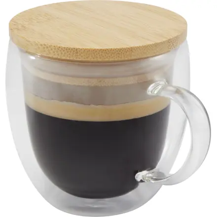 Lenora 250 ml glass cup with bamboo lid - PF Concept promotional product, branded with your logo