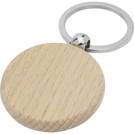 Giovanni beech wood round keychain - PF Concept promotional product, branded with your logo