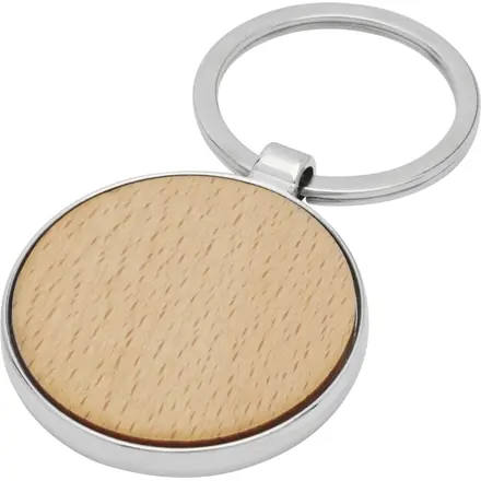 Moreno beech wood round keychain - PF Concept promotional product, branded with your logo