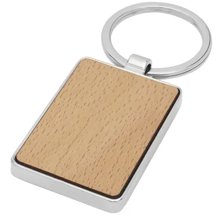 Mauro beech wood rectangular keychain - PF Concept promotional product, branded with your logo