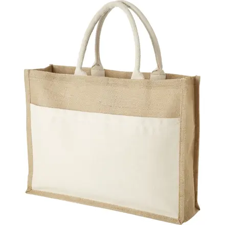 Mumbay cotton pocket jute tote bag 18L - PF Concept promotional product, branded with your logo