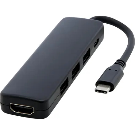 Loop RCS recycled plastic multimedia adapter USB 2.0-3.0 with HDMI port - PF Concept promotional product, branded with your logo