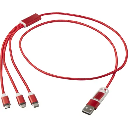 Versatile 5-1 recycled aluminium charging cable - PF Concept promotional product, branded with your logo