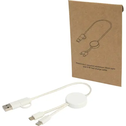 Citala 5-in-1 recycled plastic 30 cm data sync and 27W fast charge cable - PF Concept promotional product, branded with your logo