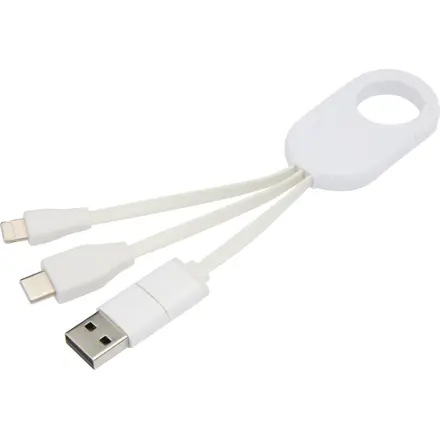 Troop 4-in-1 recycled plastic charging cable - PF Concept promotional product, branded with your logo