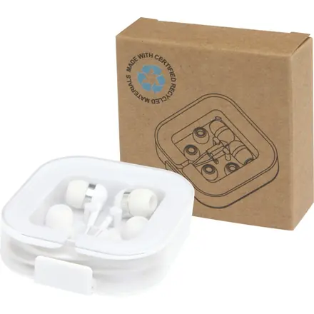 Baekdu wired Type-C earbuds with recycled plastic storage box - branded promotional product