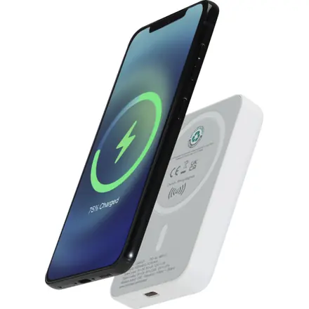 Acrab 5000 mAh 15W magnetic wireless power bank with 20W PD - made from recycled plastic - PF Concept promotional product, branded with your logo