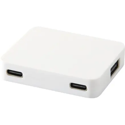 Gaia 4-port USB hub with USB-A and Type-C output and dual input - made from recycled plastic - PF Concept promotional product, branded with your logo