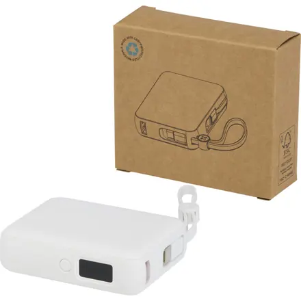 Acrux 10.000 mAh 35W tablet power bank with built in Type-C cable - made from recycled plastic - PF Concept promotional product, branded with your logo