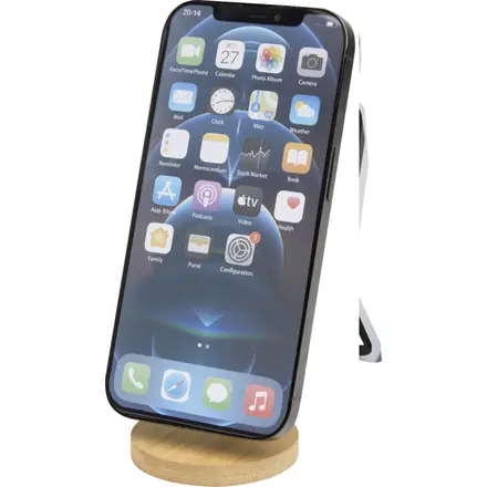 Alcor recycled plastic foldeable magnetic phone stand with bamboo details - PF Concept promotional product, branded with your logo