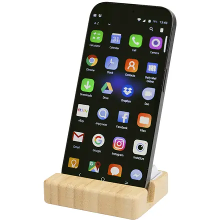 Algol recycled plastic phone stand and fidget toy with bamboo details - PF Concept promotional product, branded with your logo