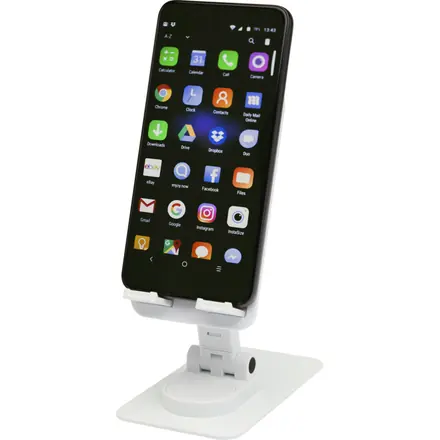 Alhena recycled plastic foldeable phone holder with metal desk stand - PF Concept promotional product, branded with your logo