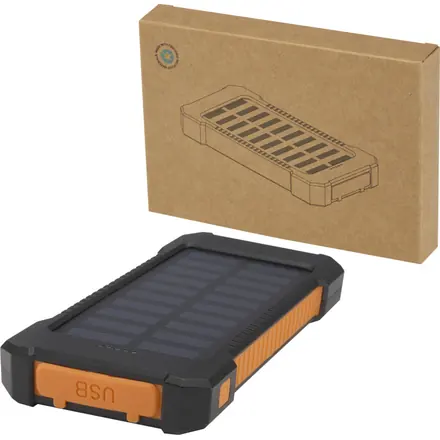 Altair 5000 mAh 10W recycled plastic rugged solar power bank with built-in torch - PF Concept promotional product, branded with your logo