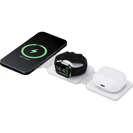 Armus 3-in-1 15W recycled plastic foldable wireless charger - PF Concept promotional product, branded with your logo