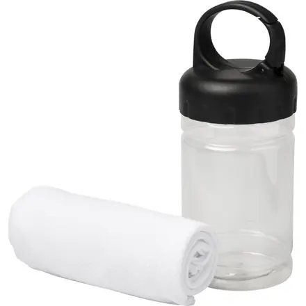 Remy cooling towel in PET container - PF Concept promotional product, branded with your logo