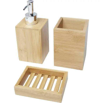 Hedon 3-piece bamboo bathroom set - PF Concept promotional product, branded with your logo